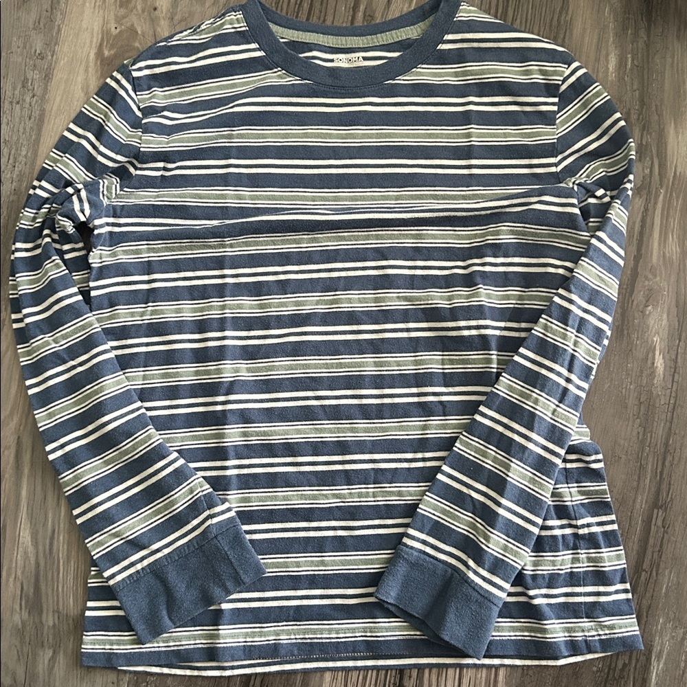 Sonoma Blue, Green, and White Striped Tee